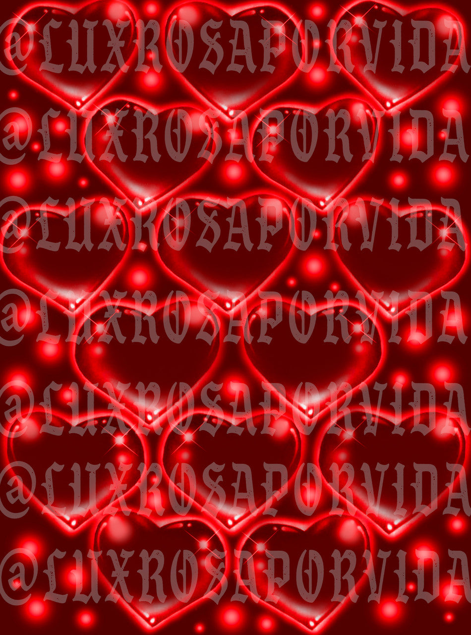 LIMITED EDITION Glamour Shotz  Airbrushed 'LOVE TKO' Heart Backdrop (RED CRUSH) (Extra Large)