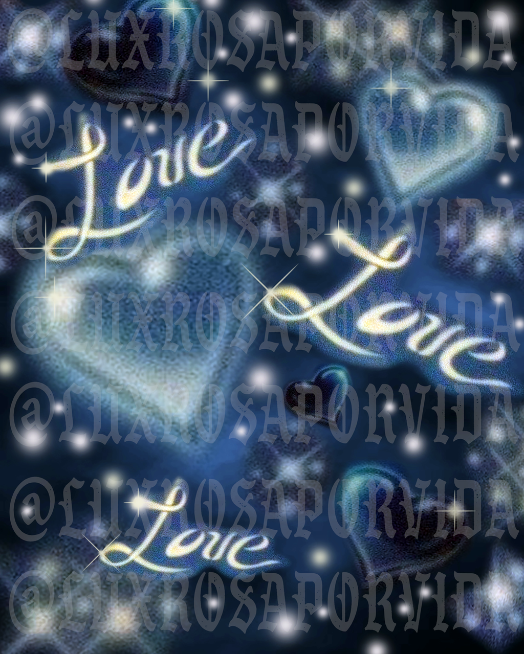 LIMITED EDITION Glamour Shotz 'La-La Means I LOVE You' Airbrushed  Backdrop (Blue/Green) (Extra Large)