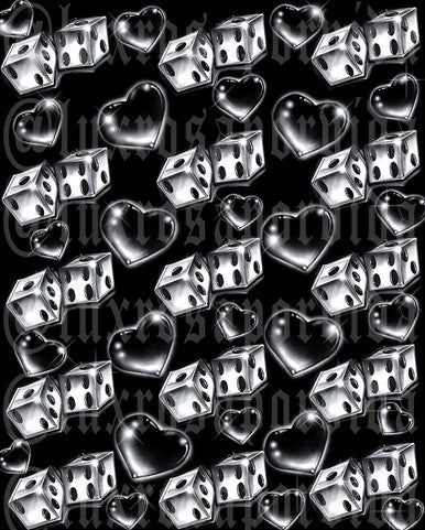 Glamour Shotz Airbrushe Y2k 2000s 'LOVERGIRL' Dice Heart Backdrop (BLACK) (Extra Large)