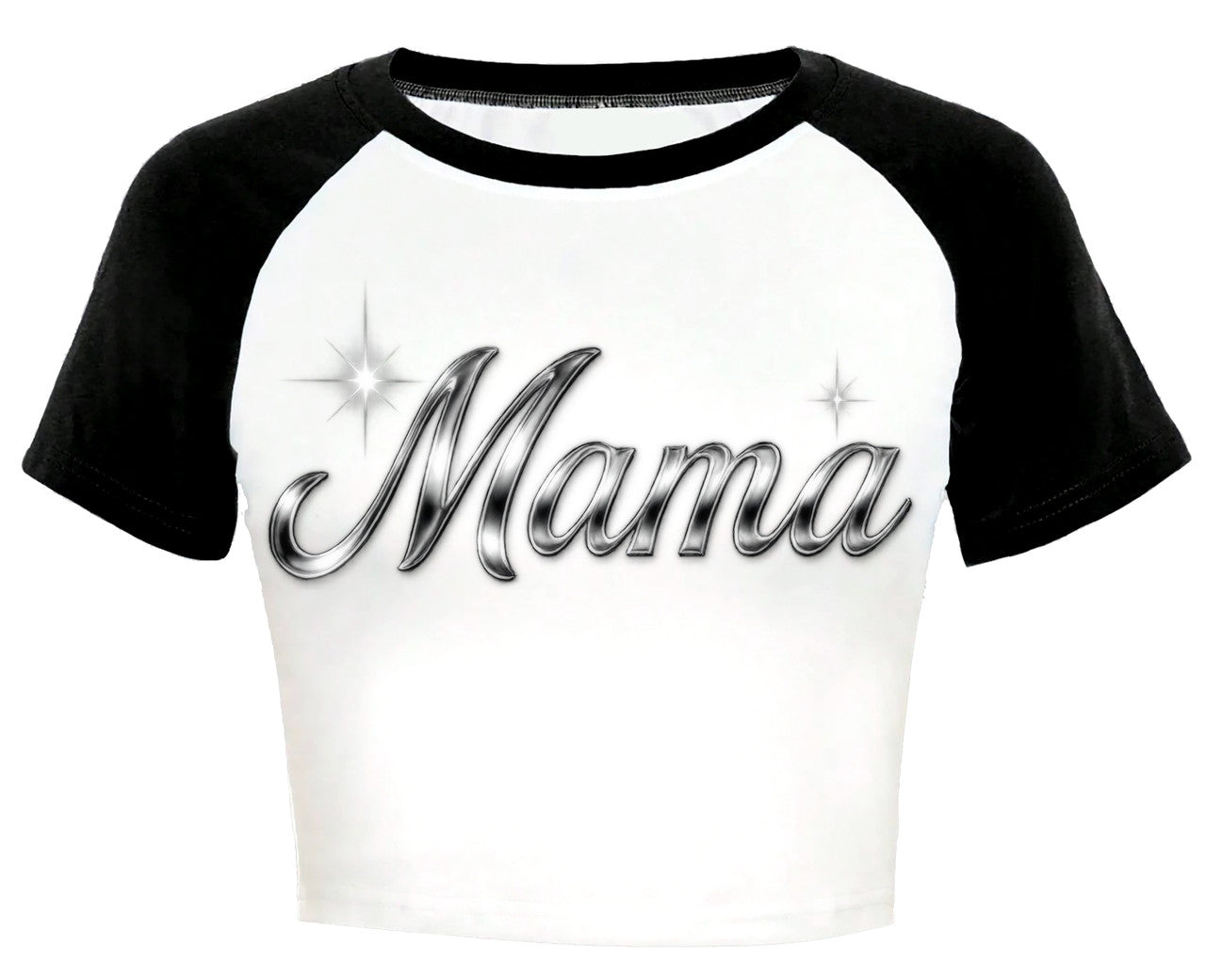 その他 Mama p706p5g PRESALE** 'MAMA' CHROME Cropped Baseball Tee (Black/White) – Lux Rosa