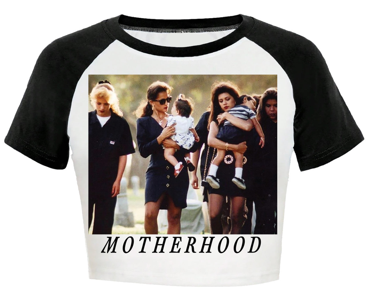 PRESALE** 'MI VIDA' Cropped Baseball Tee (Black/White)