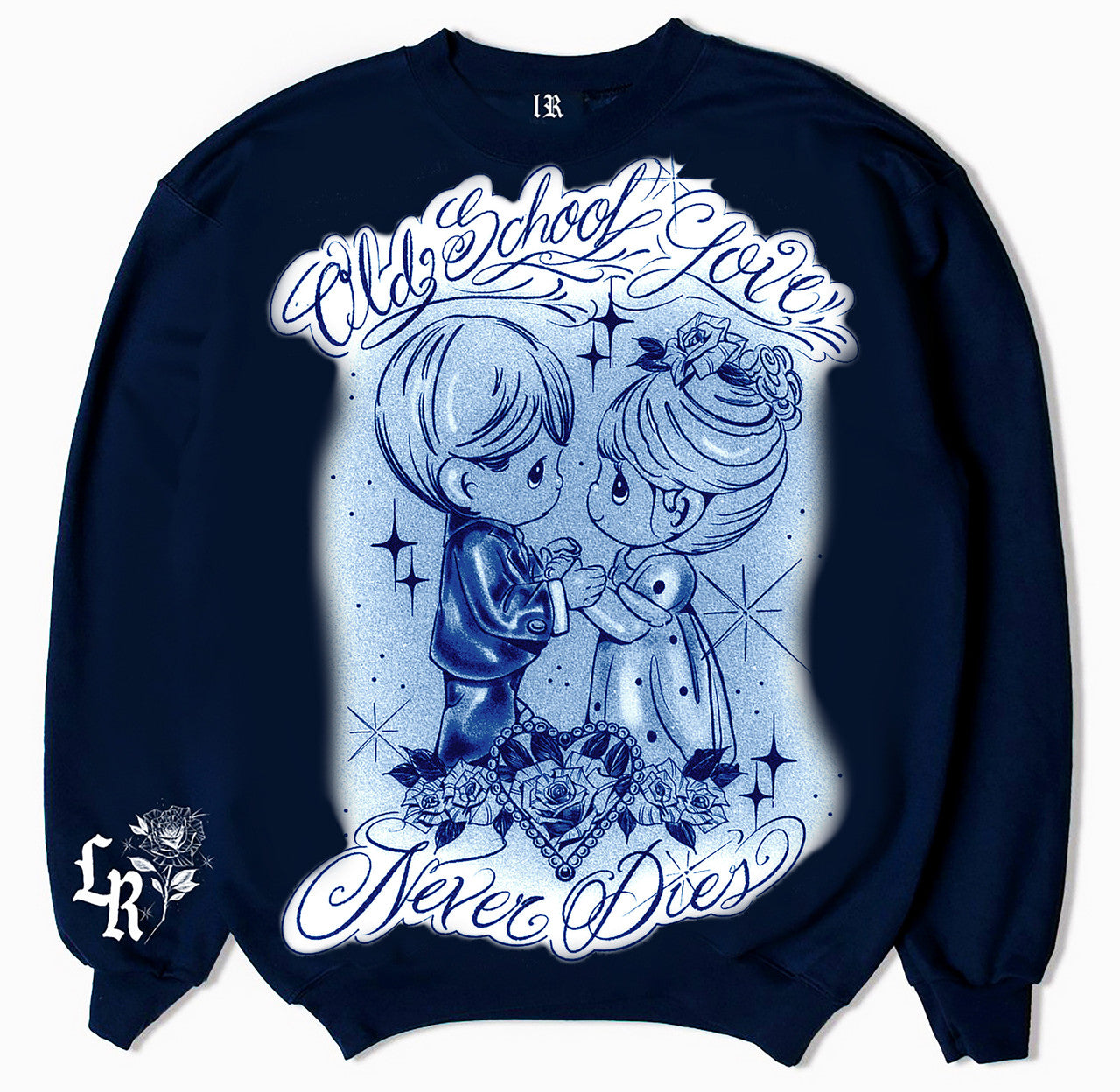OLD SCHOOL LOVE NEVER DIES' Pen & Ink Crewneck (Navy)