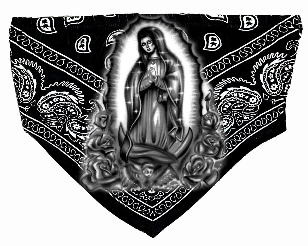 Limited Edition 'OUR LADY' Airbrushed Bandana Tube Top (Black/White)