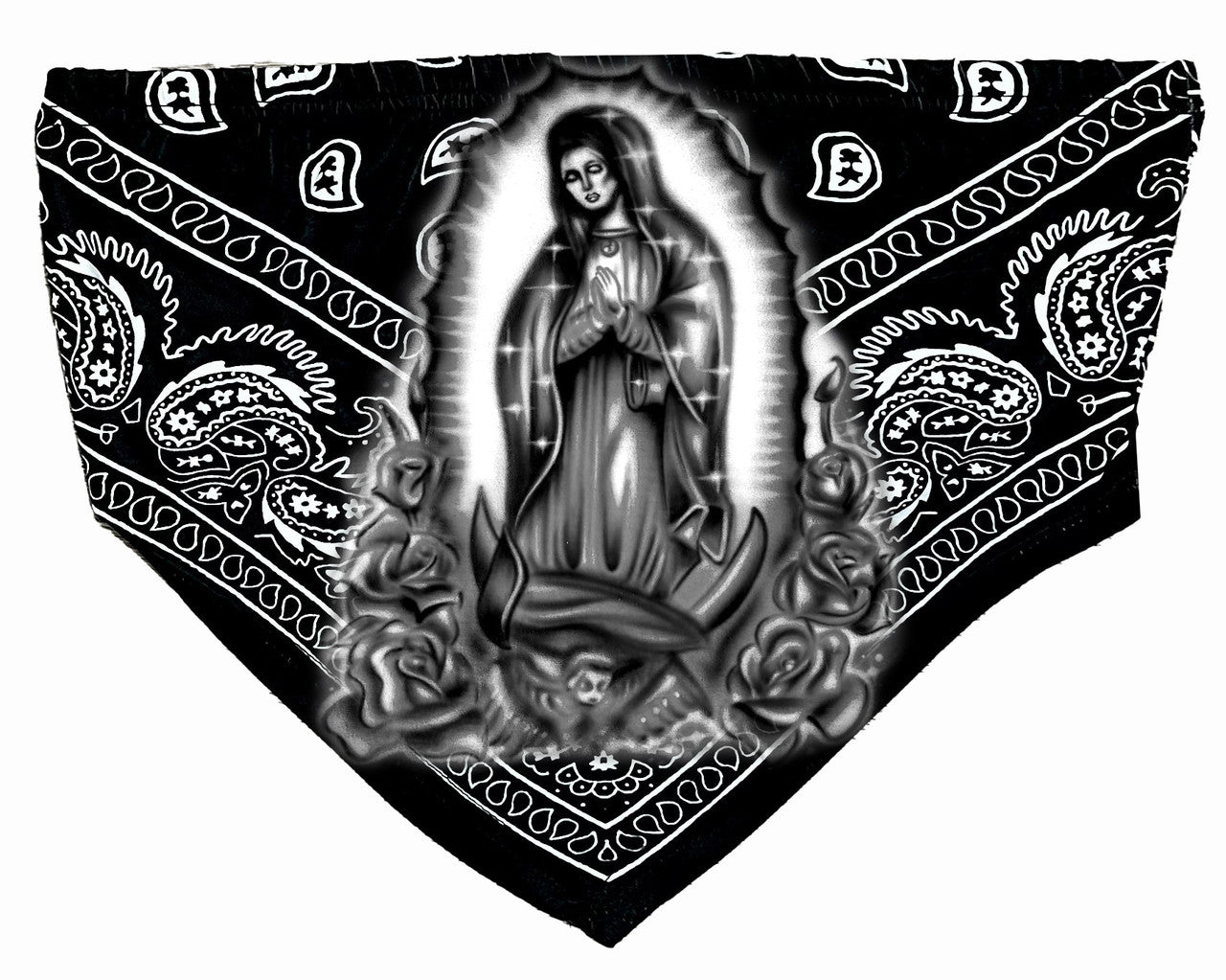 Limited Edition 'OUR LADY' Airbrushed Bandana Tube Top (Black/White)