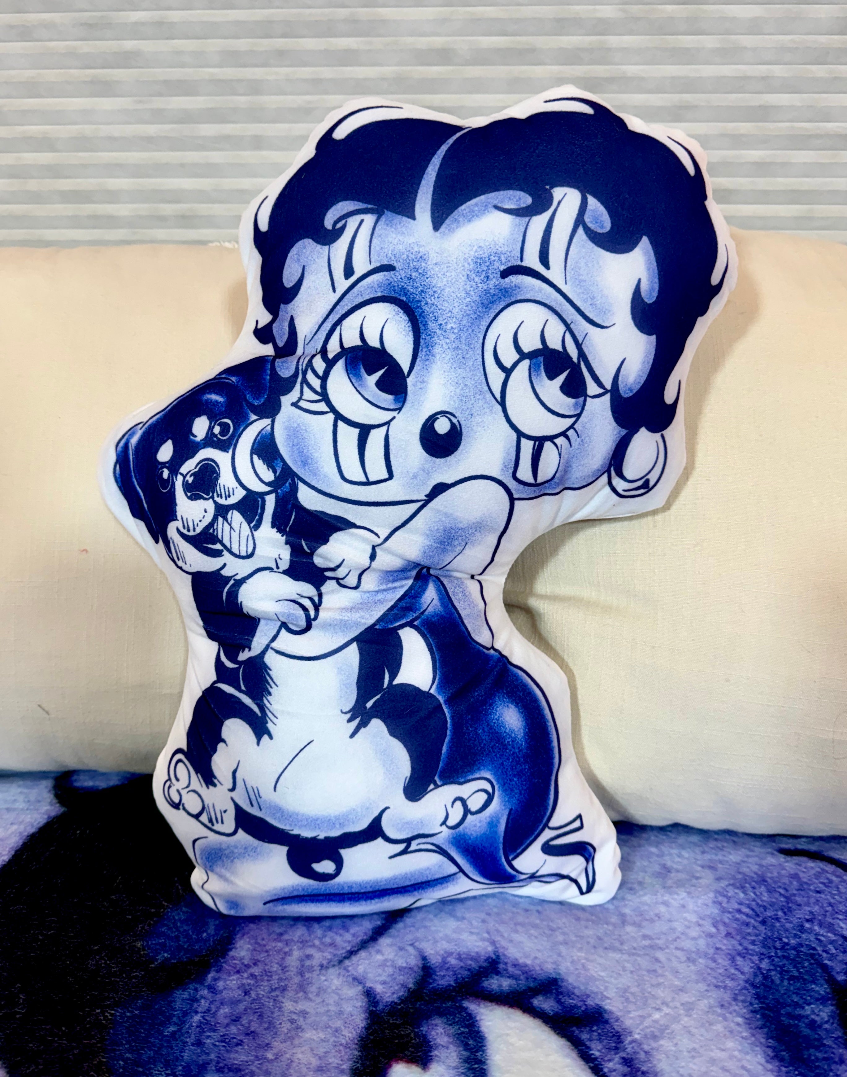 'YOU REALLY GOT A HOLD ON ME' Pen & Ink Die Cut Decorative Pillow (BLUES)