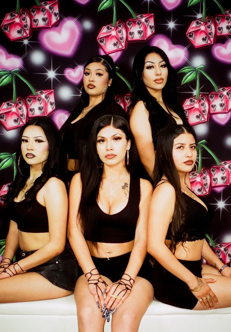 EXTRA EXTRA EXTRA XXX LARGE LIMITED EDITION 'WILD CHERRY' Glamour Shotz Airbrush Backdrop (Black/Red/Pink) (XXXL) Exclusive/Limited Edition!!