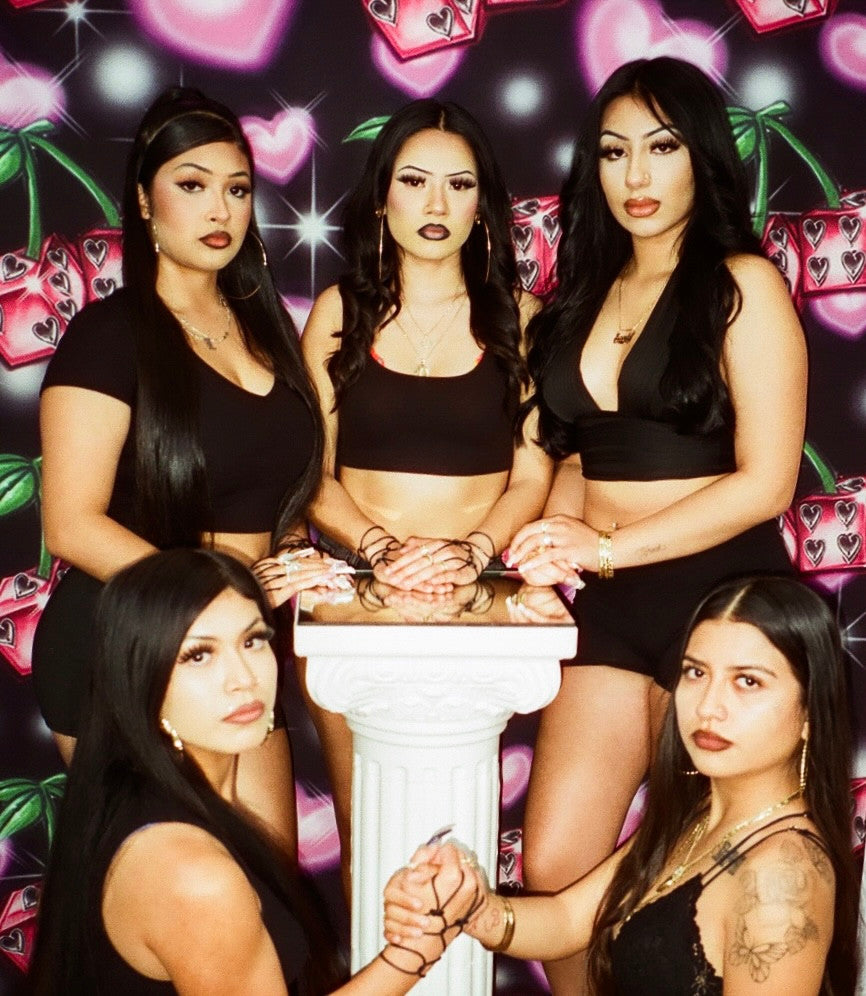 LIMITED EDITION Glamour Shotz  Airbrushed 'Wild Cherry' Backdrop (Blk/Pink/Red) (Extra Large)