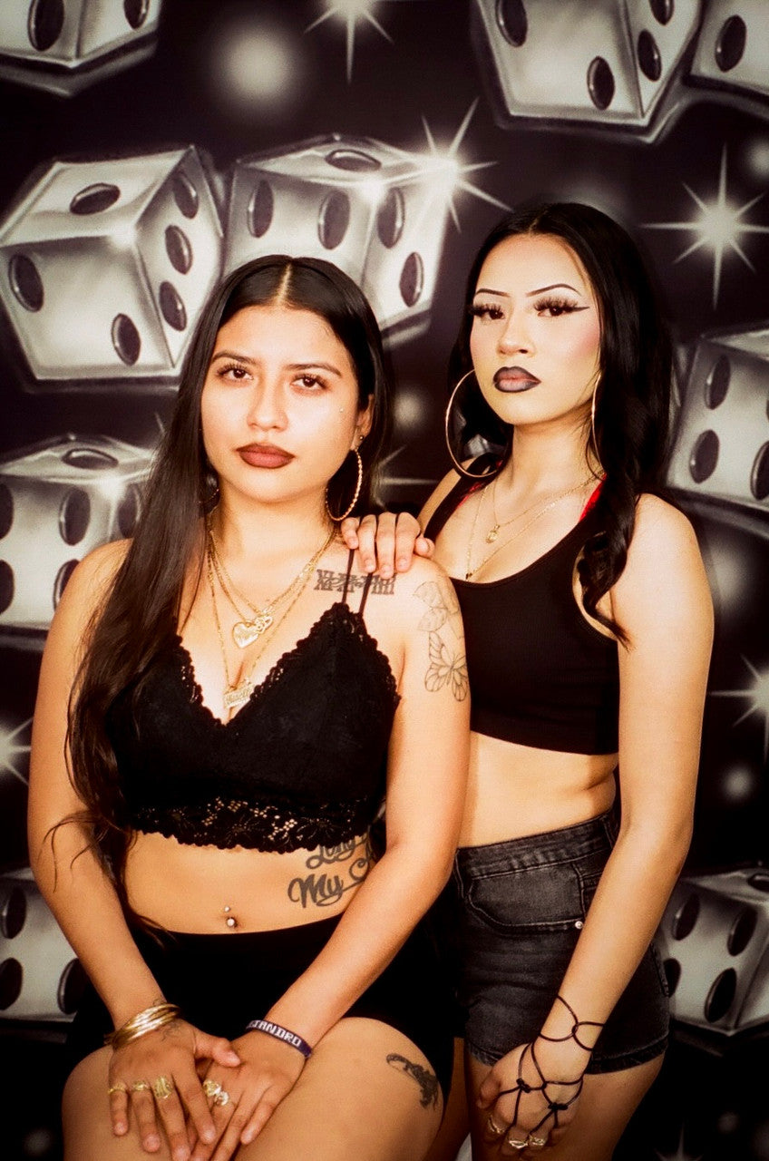 Glamour Shots Y2K Early 2000s 'Roll The Dice' Airbrush Backdrop (X-Large) BLACK