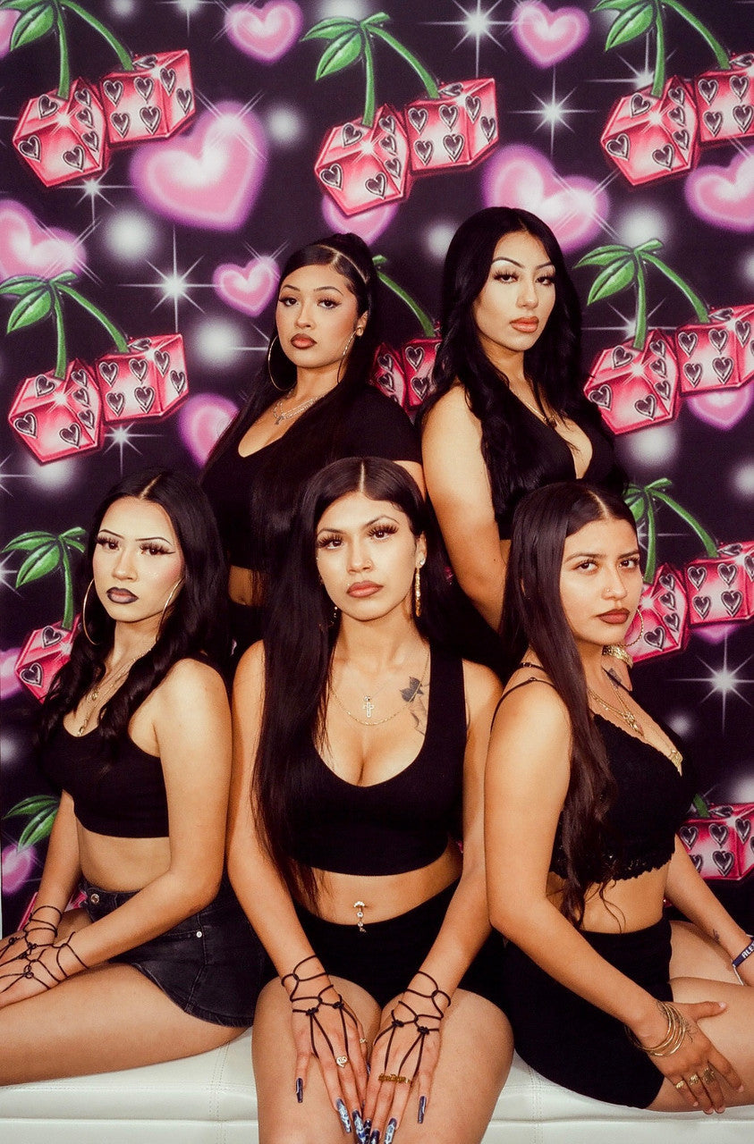 EXTRA EXTRA EXTRA XXX LARGE LIMITED EDITION 'WILD CHERRY' Glamour Shotz Airbrush Backdrop (Black/Red/Pink) (XXXL) Exclusive/Limited Edition!!