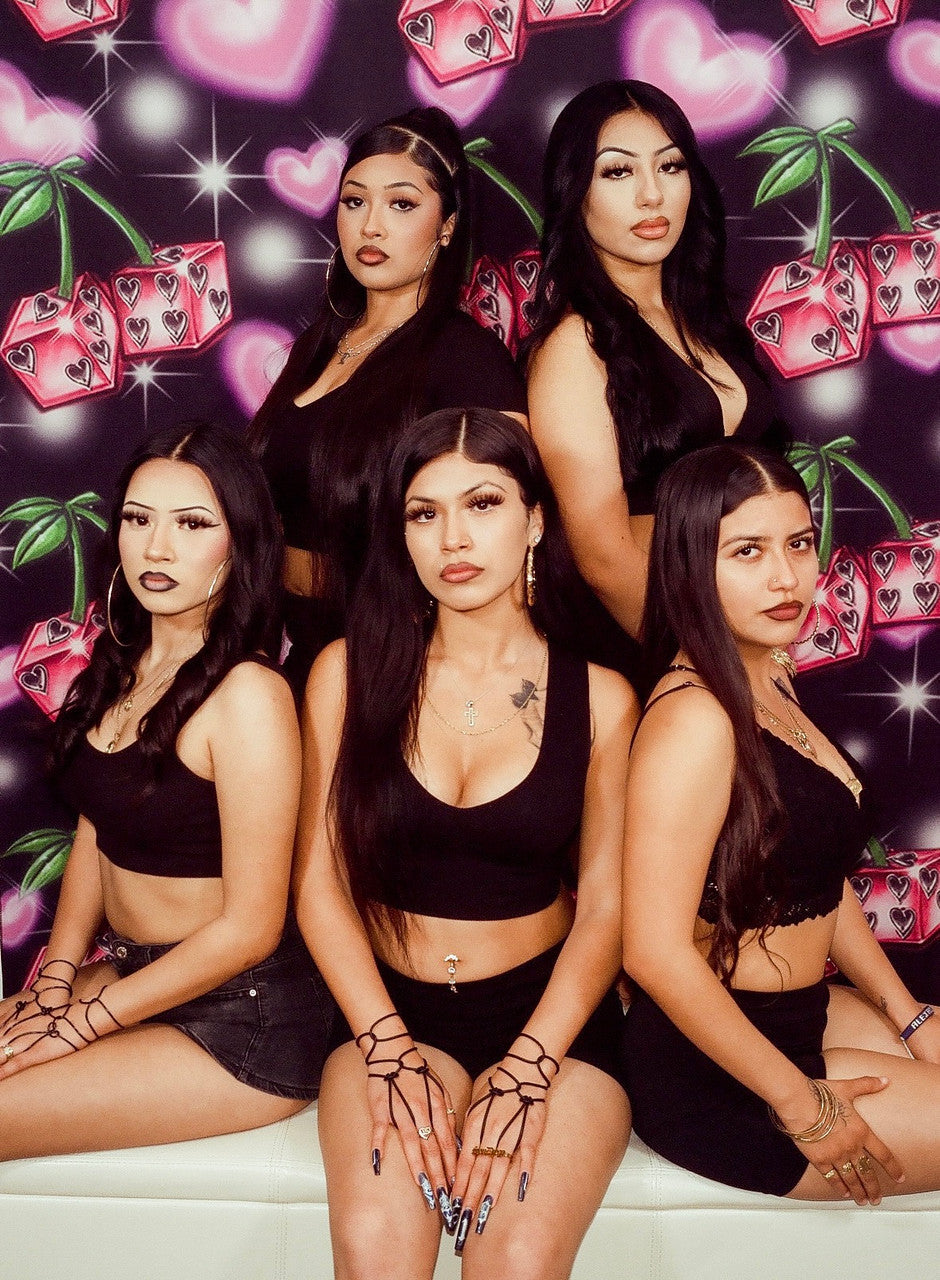 LIMITED EDITION Glamour Shotz  Airbrushed 'Wild Cherry' Backdrop (Blk/Pink/Red) (Extra Large)