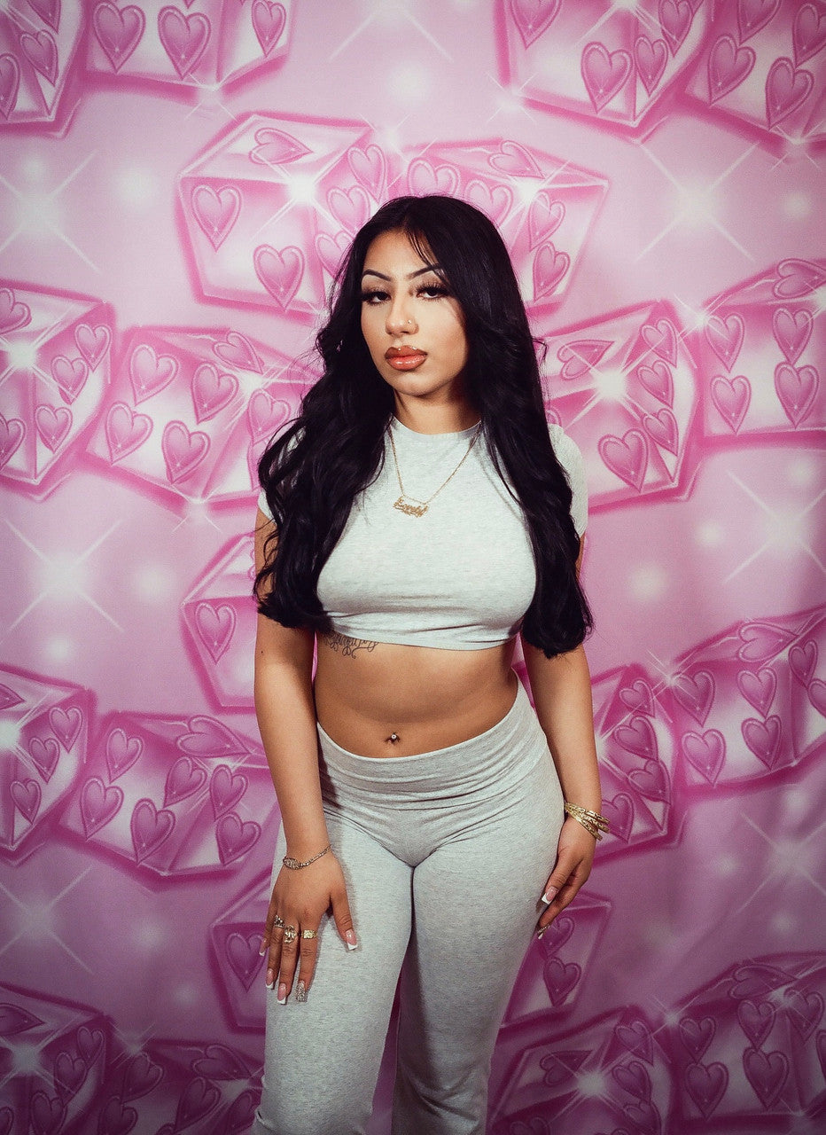 Glamour Shotz 'TWO OF HEARTS' Airbrushed Dice Backdrop (X-Large) BRATZ PINK