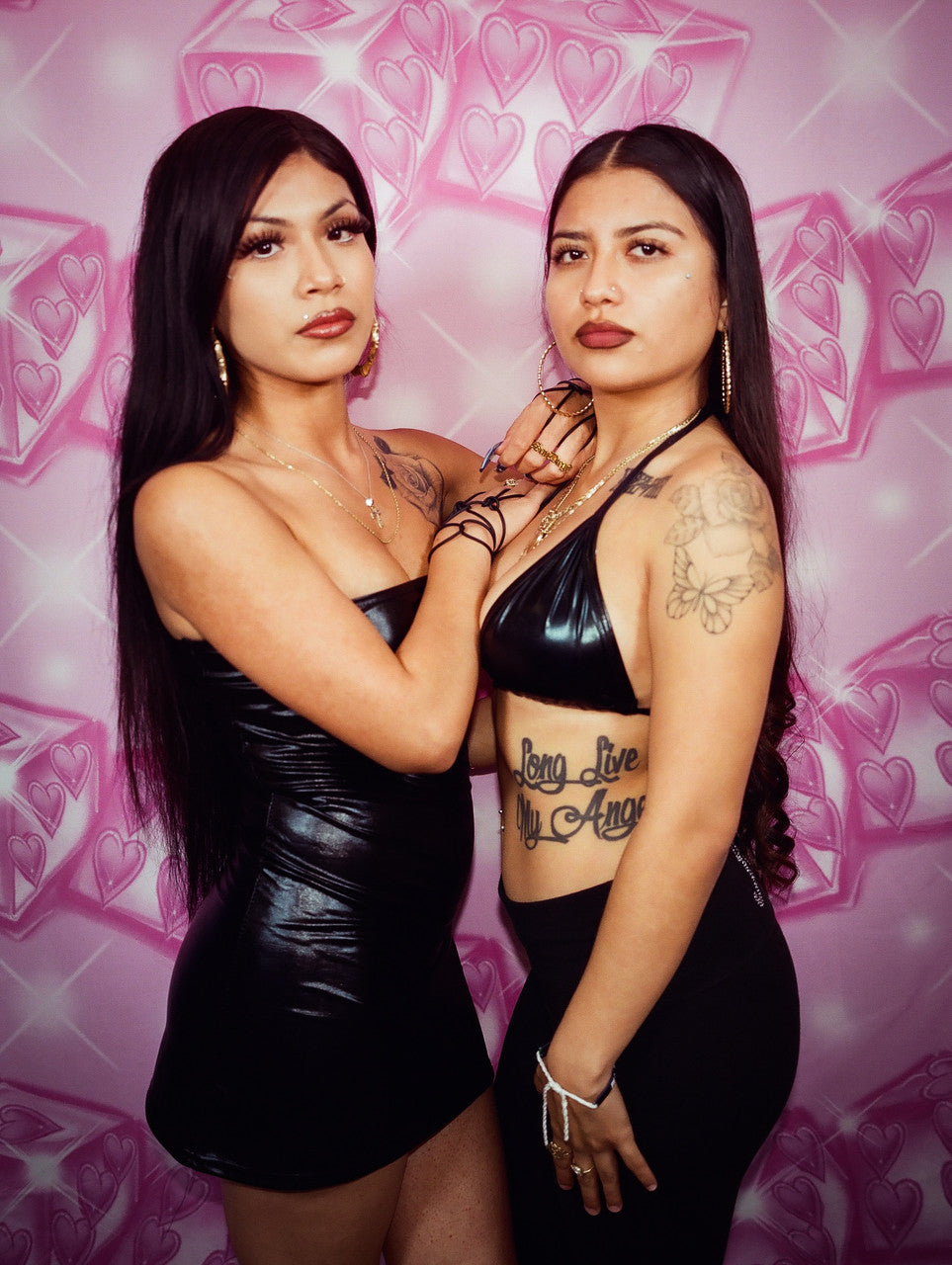 Glamour Shotz 'TWO OF HEARTS' Airbrushed Dice Backdrop (X-Large) BRATZ PINK