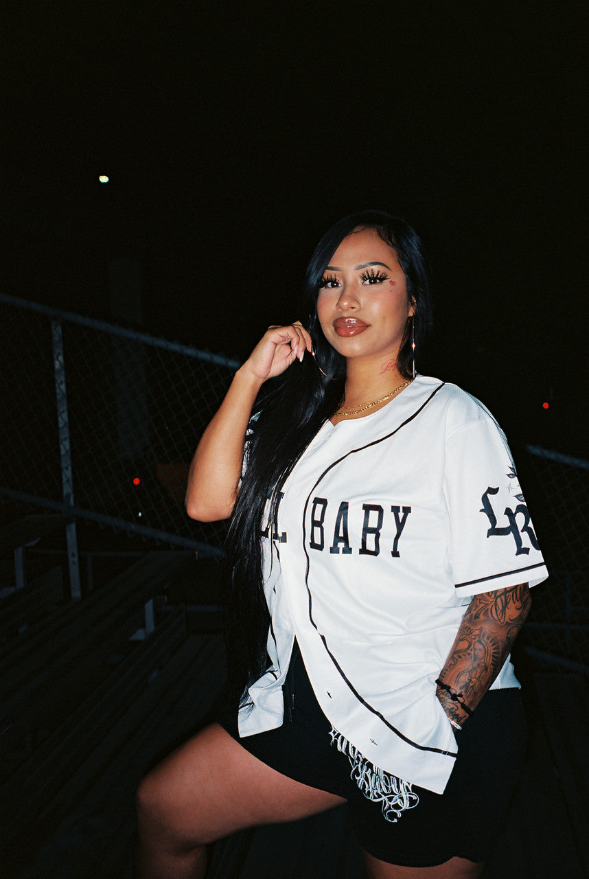 LR 'Angel Baby' Cut & Sew Baseball Jersey (White)
