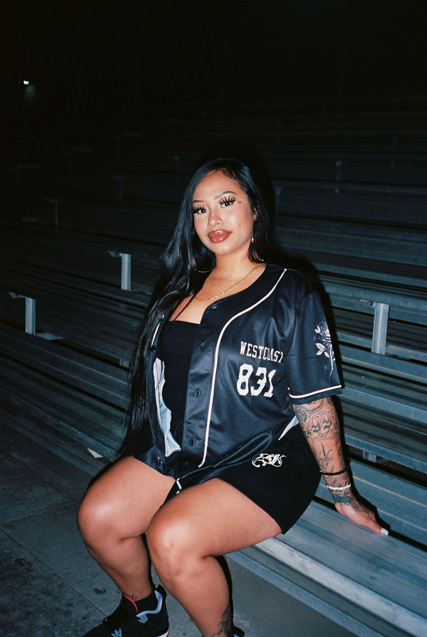 LR 'WESTCOAST ROSAS' Cut & Sew Baseball Jersey (Black)