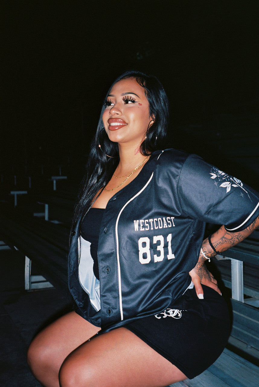 LR 'WESTCOAST ROSAS' Cut & Sew Baseball Jersey (Black)