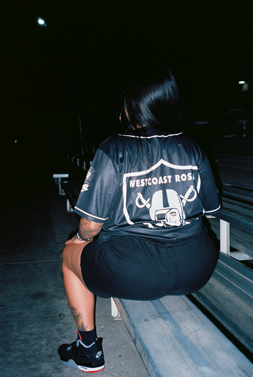 LR 'WESTCOAST ROSAS' Cut & Sew Baseball Jersey (Black)