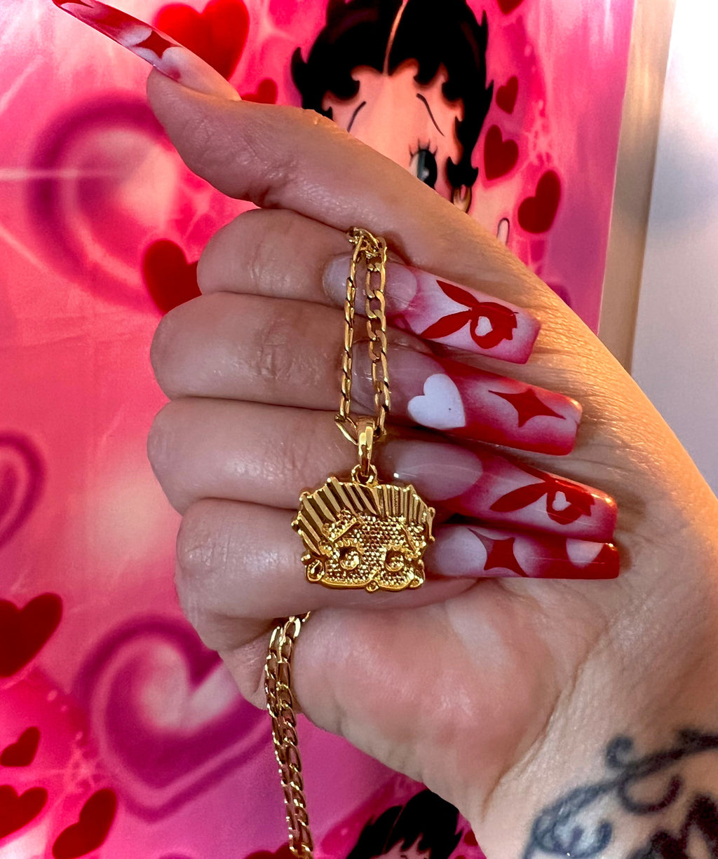 Lux Rosa ANGEL BABY Figaro Necklace (18K Gold Filled) 20"