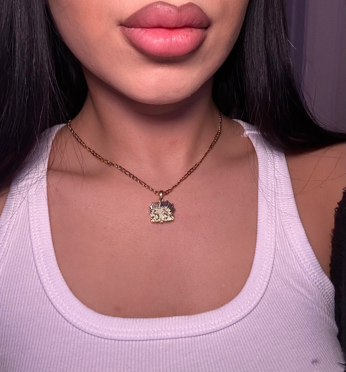 Lux Rosa ANGEL BABY Figaro Necklace (18K Gold Filled) 20"