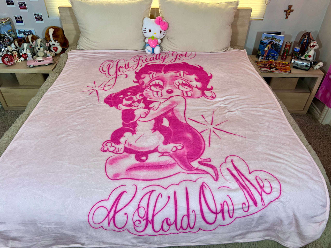 EXTRA LARGE 'You Really Got A Hold On Me' Pen & Ink Fleece Blanket (BARBIE PINKS) *Limited Edition