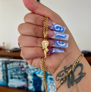 Lux Rosa LOVERGIRL Figaro Necklace (18K Gold Filled) 16"