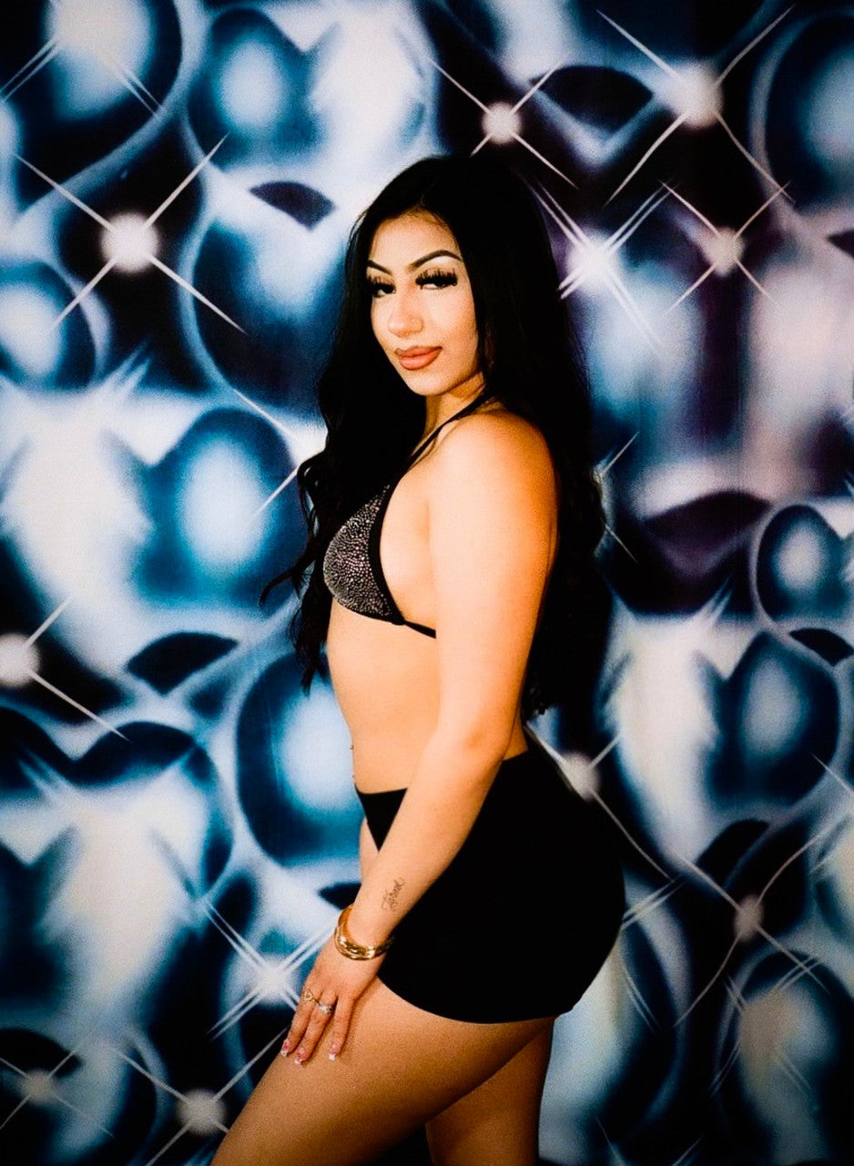 LIMITED EDITION Glamour Shotz Y2K 'Hearts & Hynas' Airbrush 2000s Backdrop (X-Large) MIDNIGHT