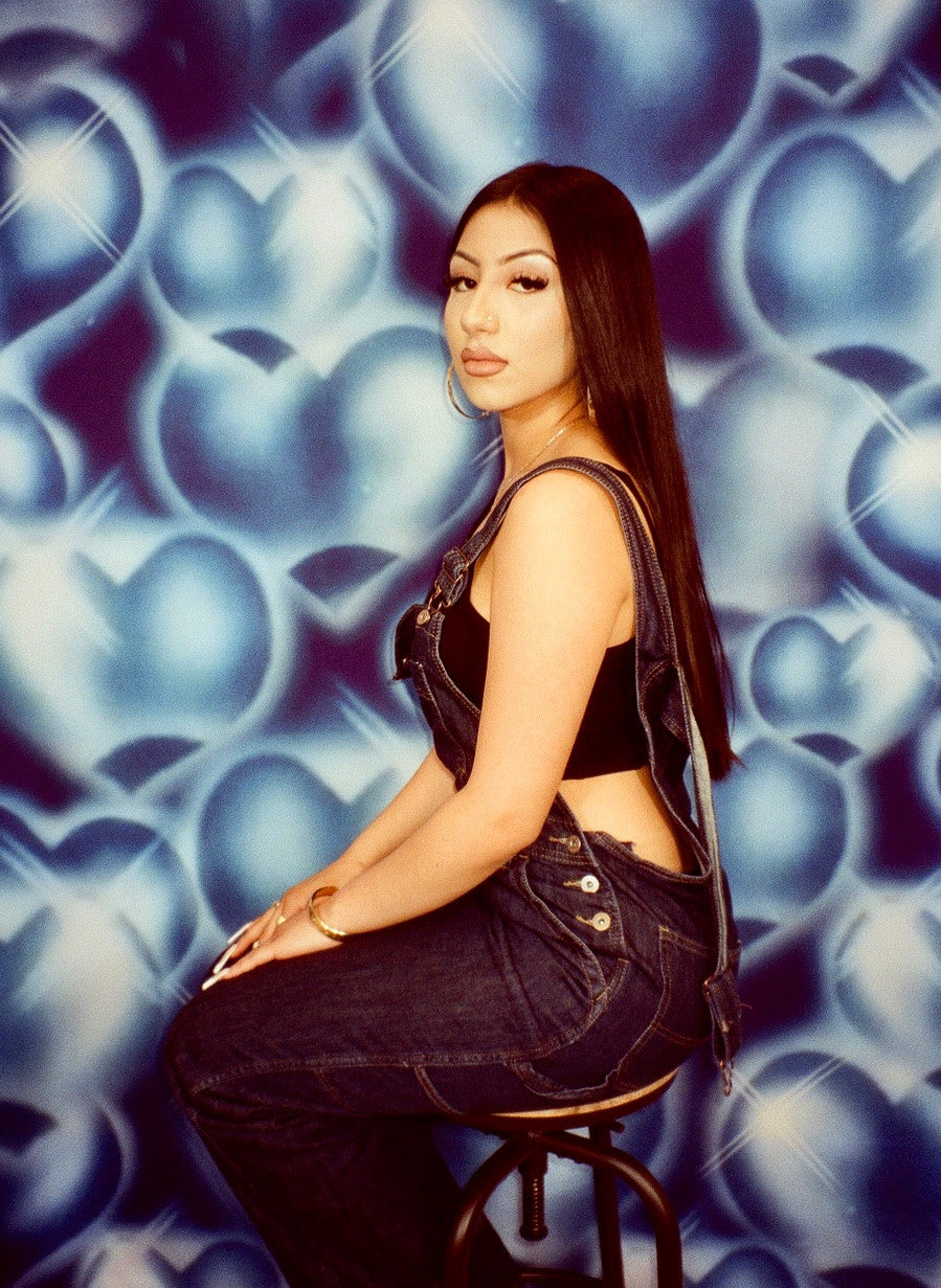 Y2k 2000s Airbrush Hearts & Hynas Glamour Shots 90s Backdrop (Blue