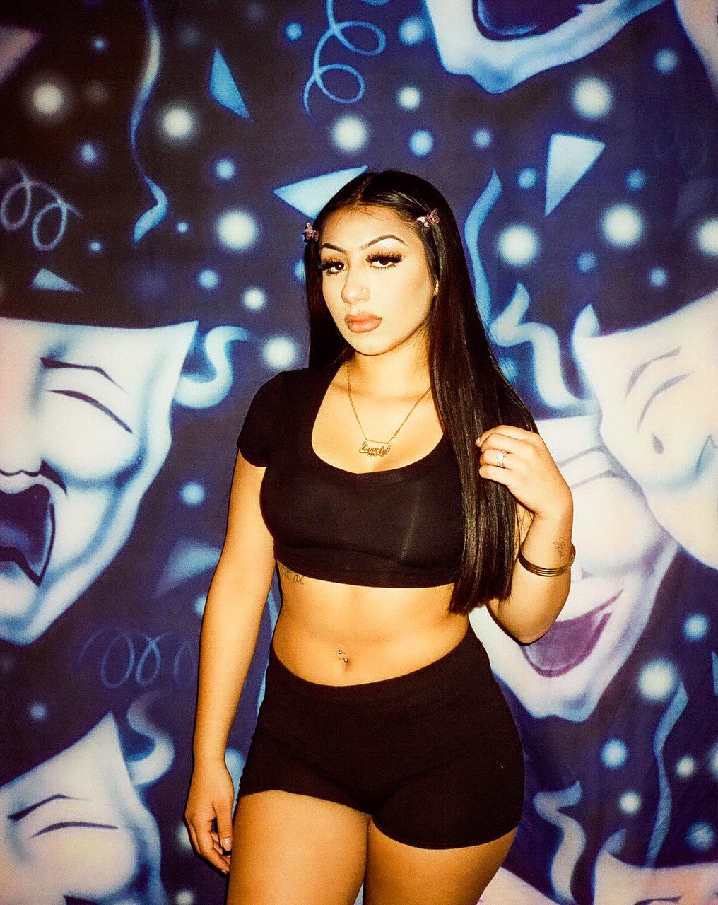 Glamour Shotz  Airbrushed 'Tru 2 Tha Game' Backdrop (Blue/Green) (Extra Large)