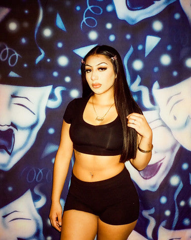 Glamour Shotz  Airbrushed 'Tru 2 Tha Game' Backdrop (Blue/Green) (Extra Large)