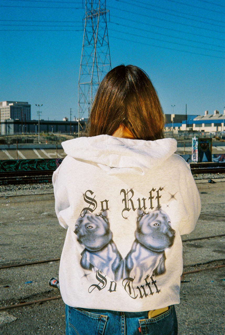 Limited Edition 'SO RUFF SO TUFF' Airbrush ZIP-UP Hoodie (Grey)