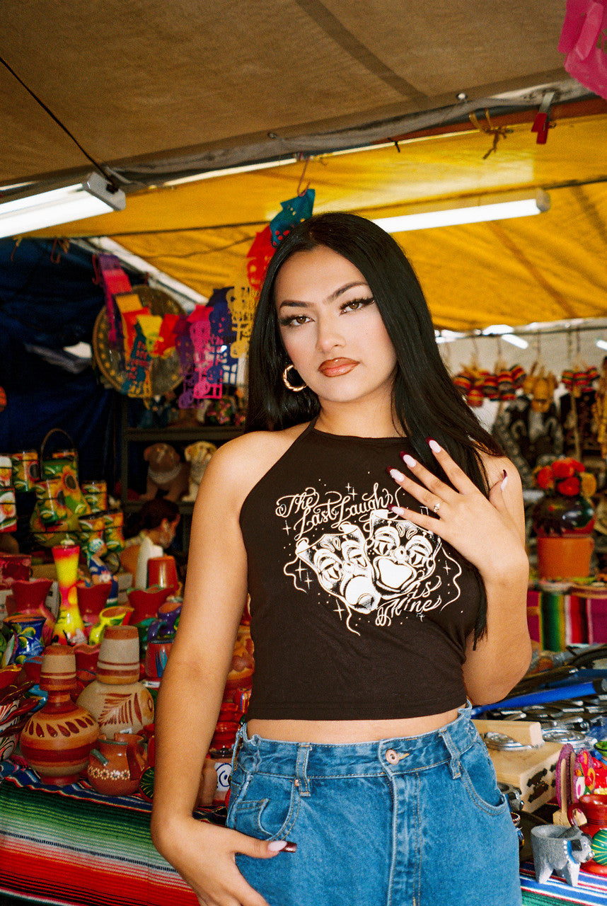 LIMITED EDITION 'Last Laugh Is Mine' Halter Tank (Black)