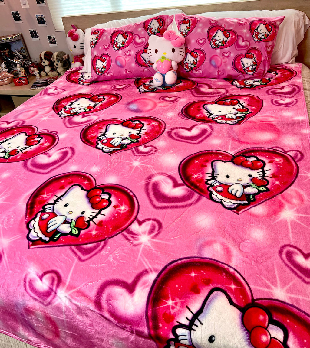 EXTRA LARGE 'Angel Baby Meow' Airbrushed Fleece Blanket (PINK) *Limited Edition