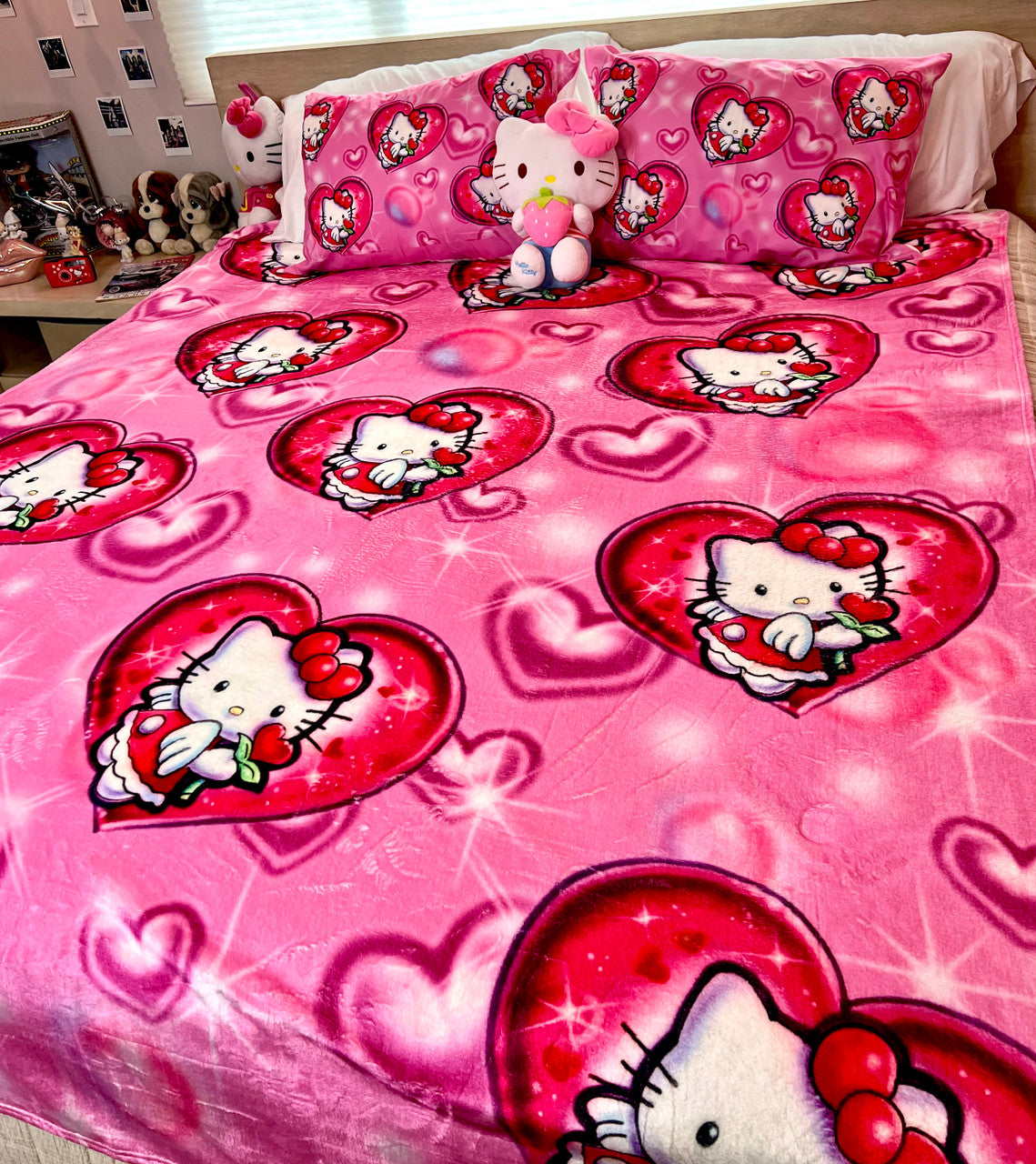 EXTRA LARGE 'Angel Baby Meow' Airbrushed Fleece Blanket (PINK) *Limited Edition
