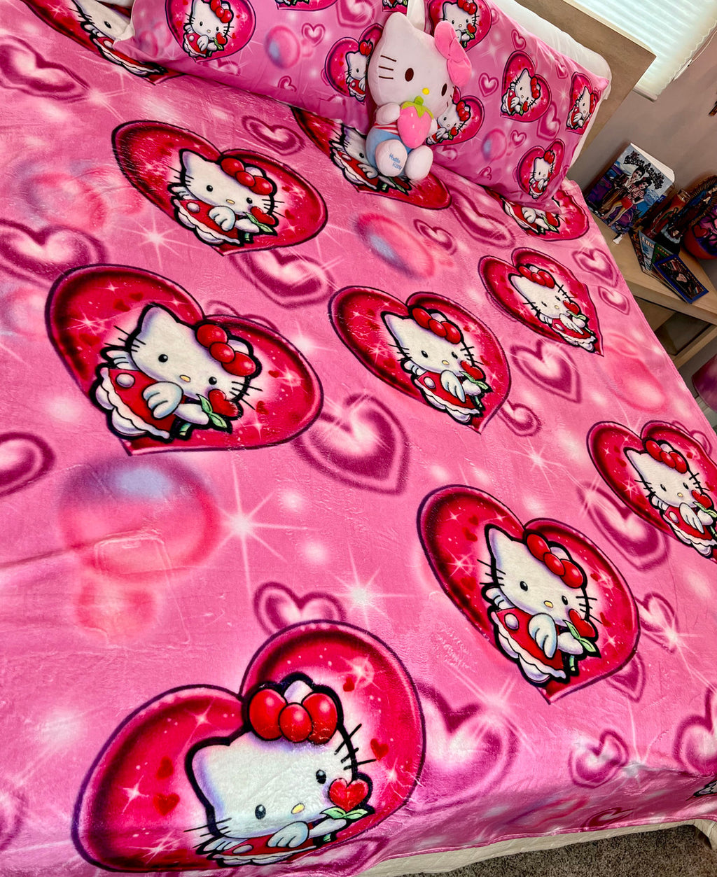 EXTRA LARGE 'Angel Baby Meow' Airbrushed Fleece Blanket (PINK) *Limited Edition