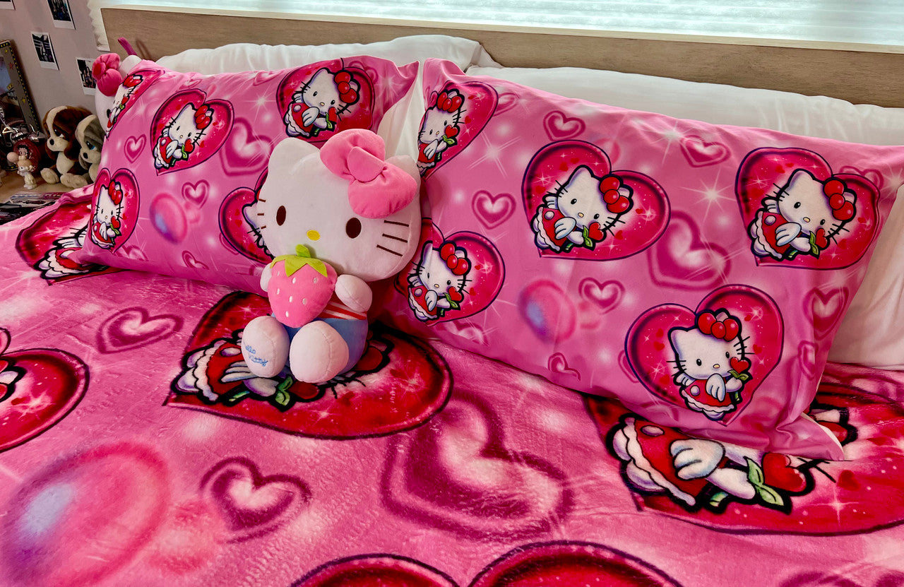 'ANGEL BABY MEOW' Pillowcases (Set Of Two) *PINK