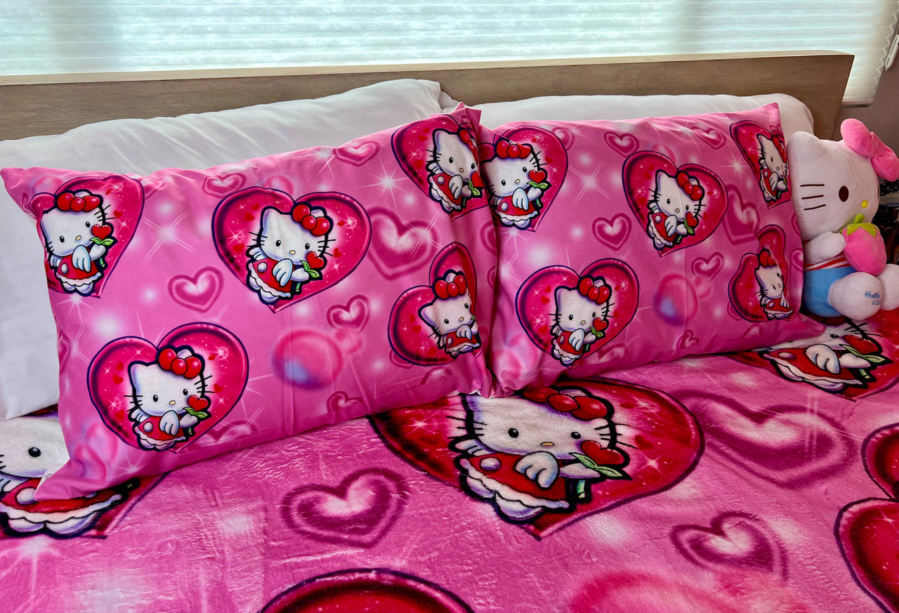 'ANGEL BABY MEOW' Pillowcases (Set Of Two) *PINK