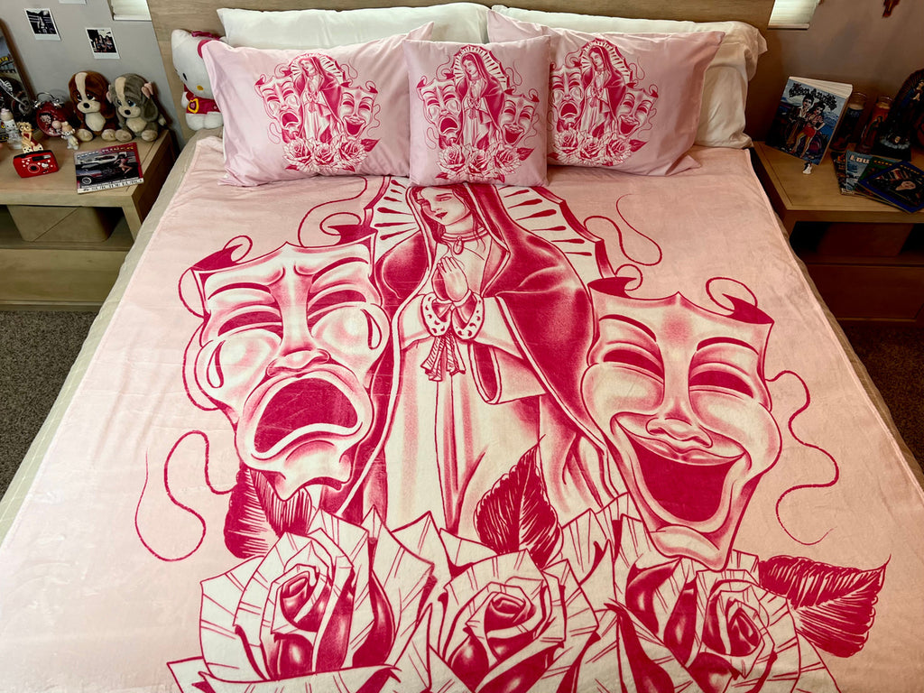 EXTRA LARGE 'LUPITA' Pen & Ink Fleece Blanket (PINK) *Limited Edition