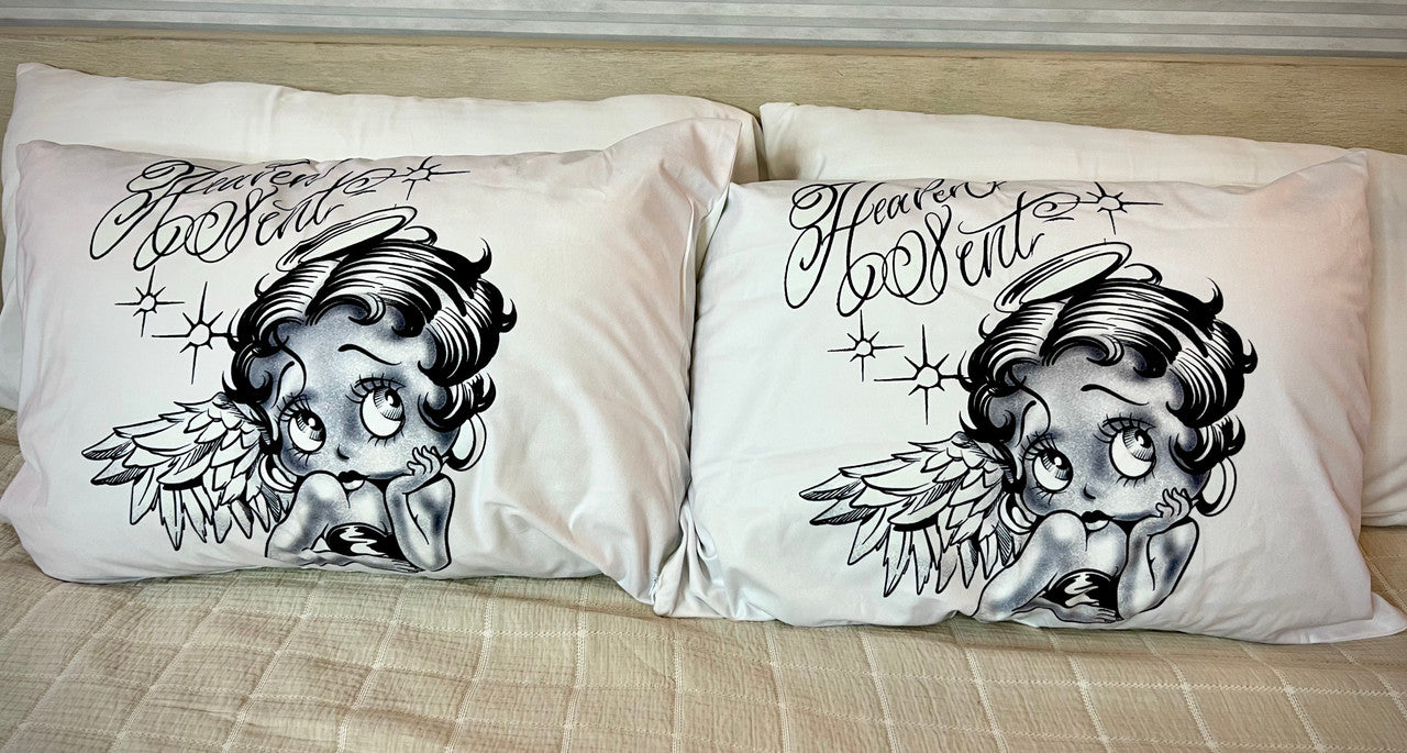 'HEAVEN SENT' Pillowcases (Set Of Two) *WHITE