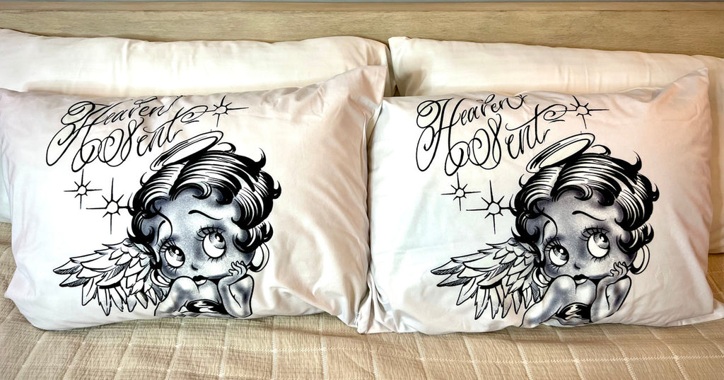 'HEAVEN SENT' Pillowcases (Set Of Two) *WHITE