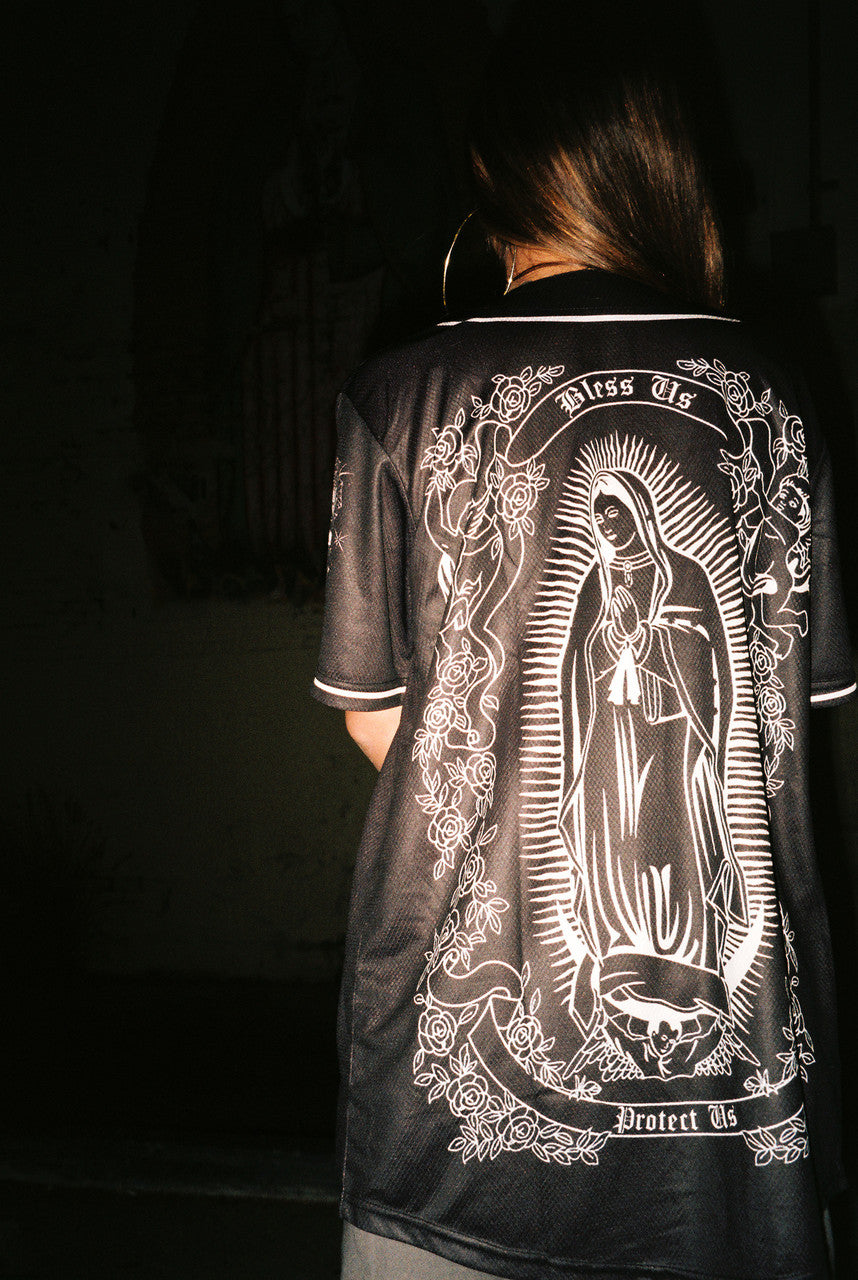 LR 'Limited Edition' La Reina De Mi Vida' Cut & Sew Baseball Jersey (Black)