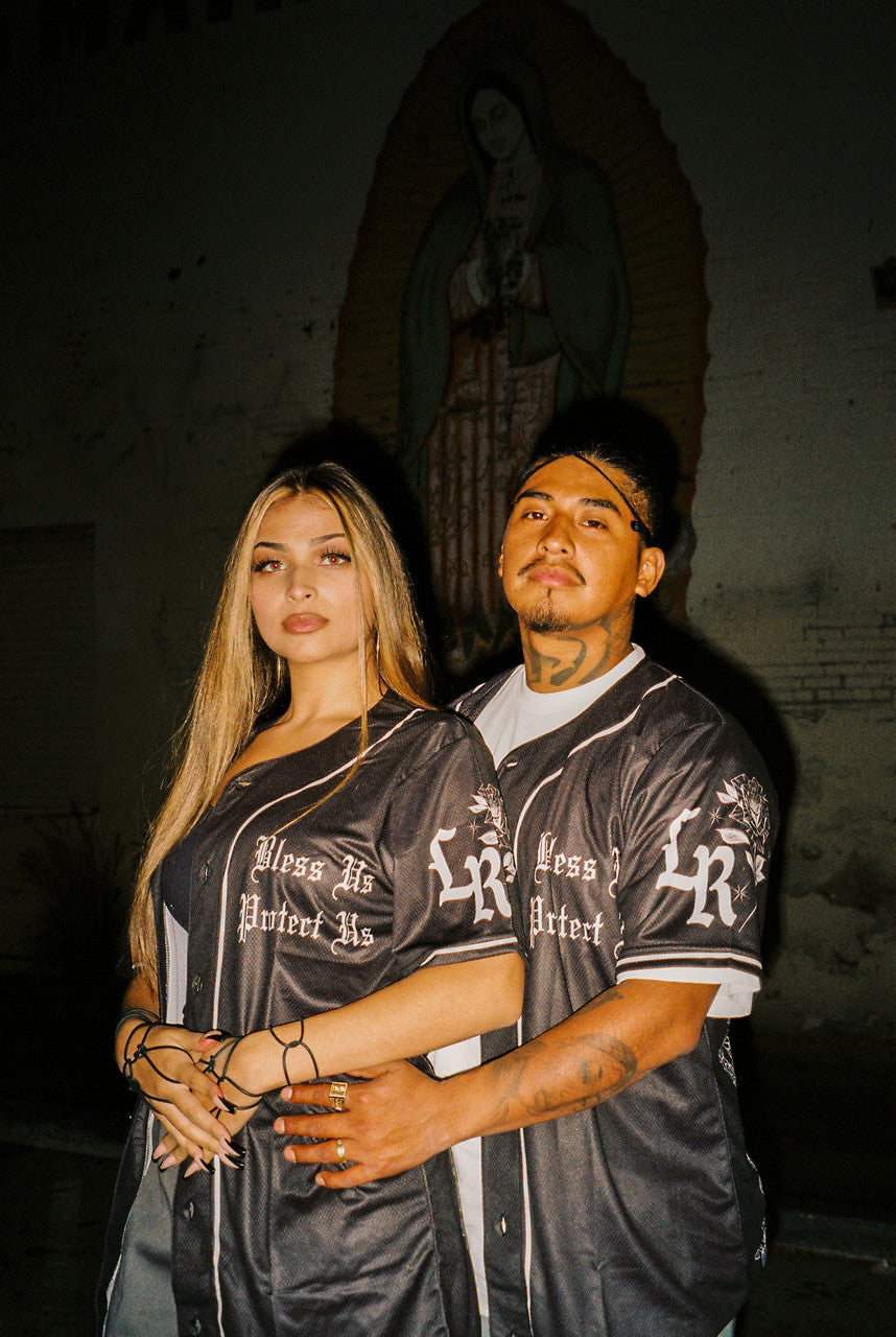 LR 'Limited Edition' La Reina De Mi Vida' Cut & Sew Baseball Jersey (Black)