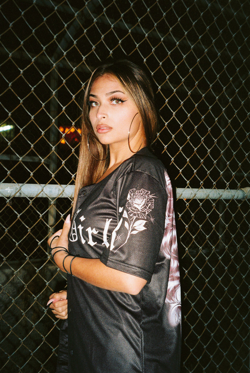 LR 'Tears Of A Sad Girl' Cut & Sew Baseball Jersey (Black)