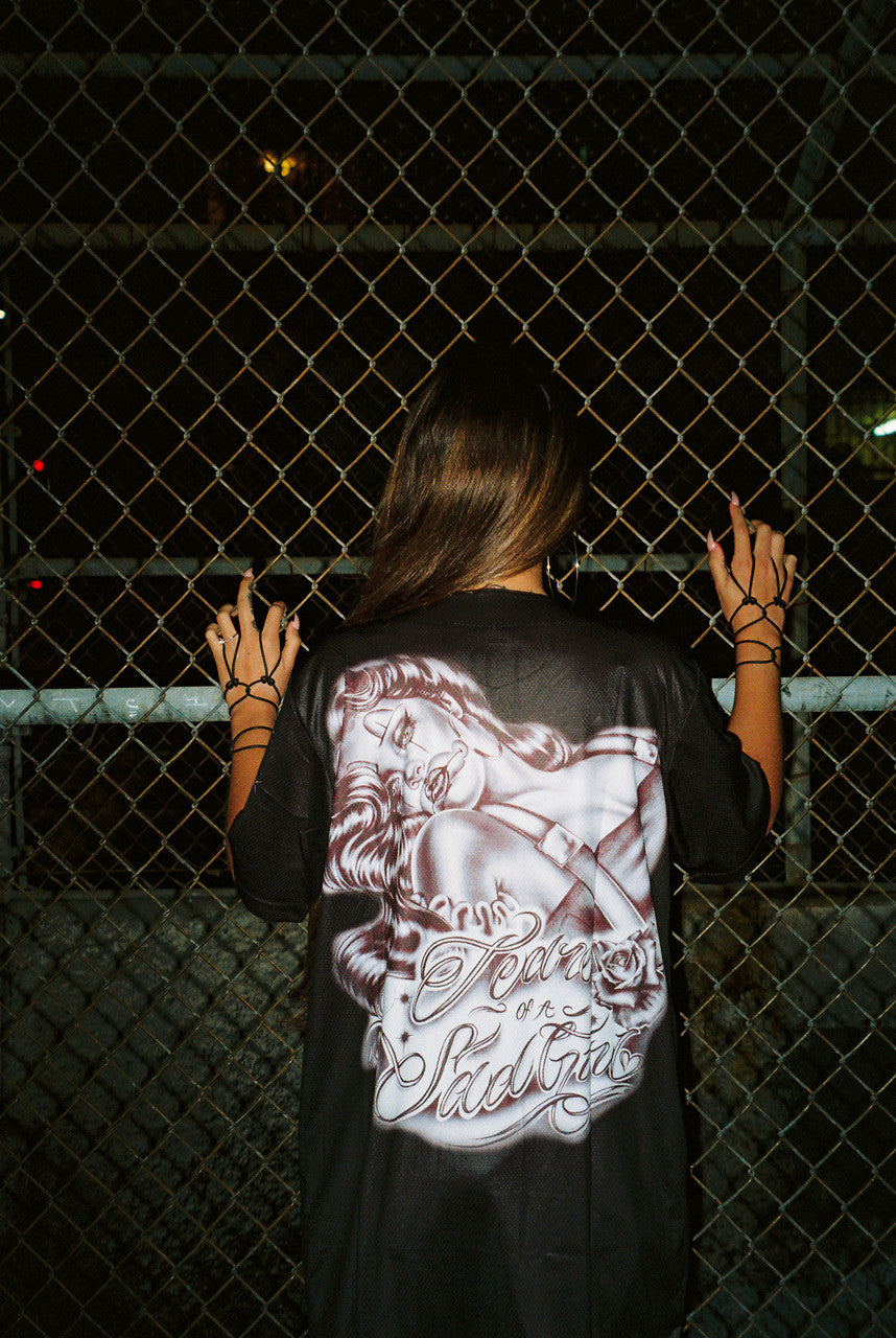 LR 'Tears Of A Sad Girl' Cut & Sew Baseball Jersey (Black)