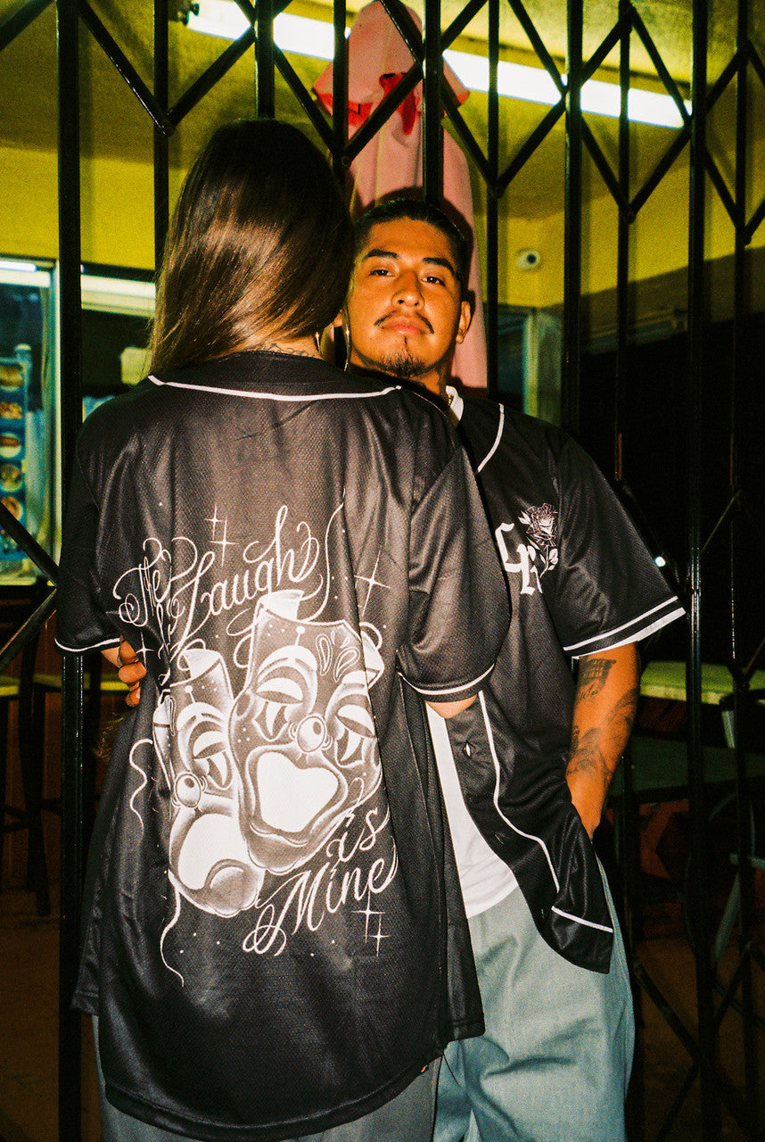 LR 'The Last Laugh Is Mine' Cut & Sew Baseball Jersey (Black)