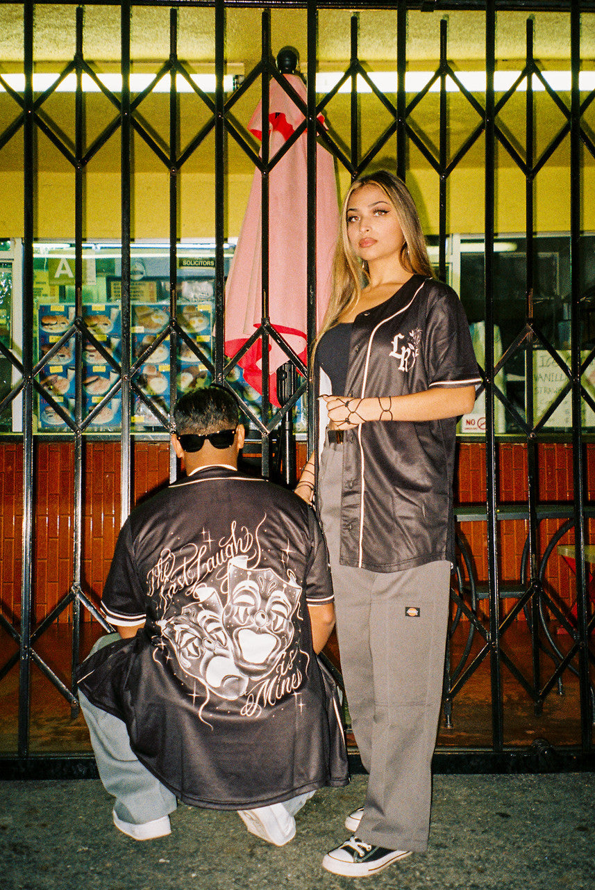 LR 'The Last Laugh Is Mine' Cut & Sew Baseball Jersey (Black)