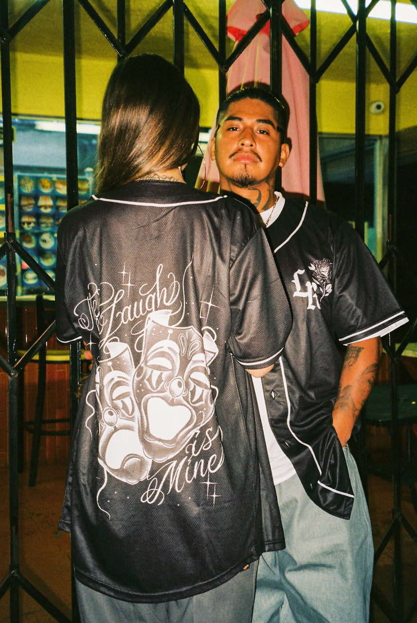 LR 'The Last Laugh Is Mine' Cut & Sew Baseball Jersey (Black)