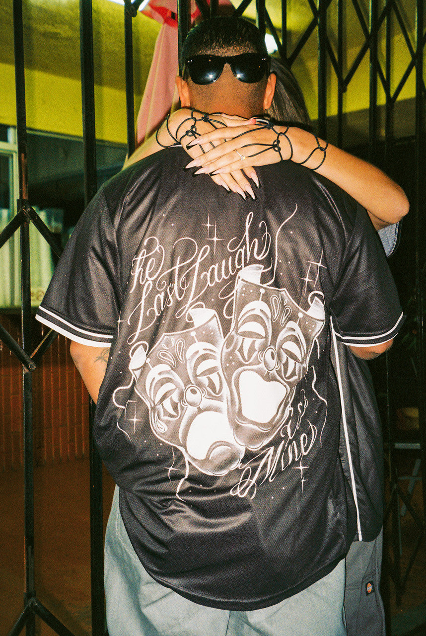 LR 'The Last Laugh Is Mine' Cut & Sew Baseball Jersey (Black)
