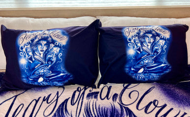 'TEARS OF A SAD CLOWN' Pillowcases (Set Of Two) *BLUE
