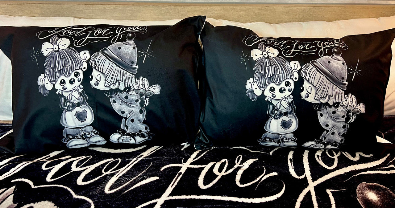 'FOOL FOR YOU' Pillowcases (Set Of Two) *BLACK