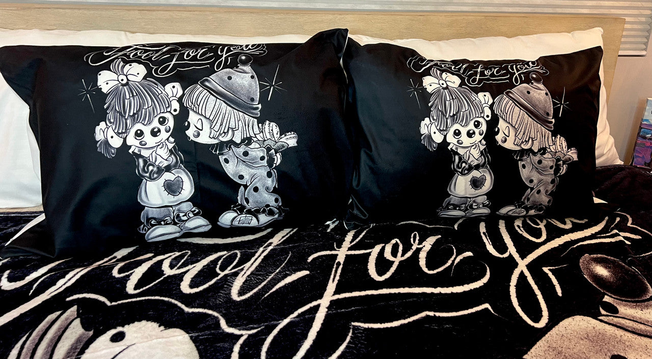 'FOOL FOR YOU' Pillowcases (Set Of Two) *BLACK