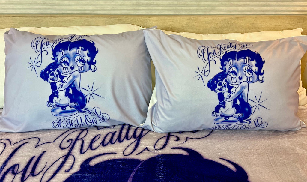 'YOU REALLY GOT A HOLD ON ME' Pillowcases (Set Of Two) *INDIGO BLUES